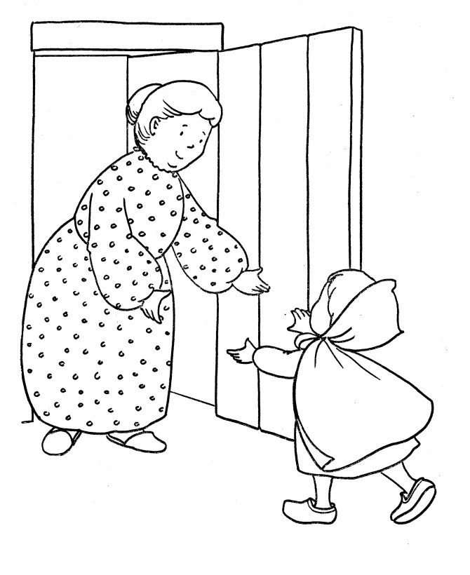 Coloring page grandma welcomes her granddaughter